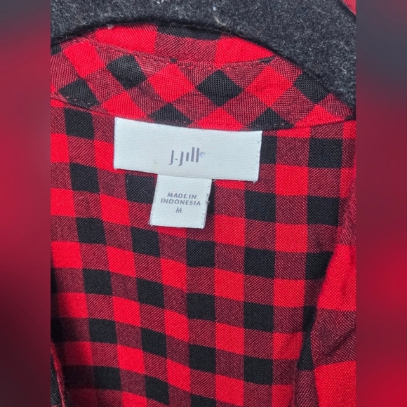 J. Jill Buffalo Plaid Button Down Cabincore Elevated Basic Shirt, Medium - Picture 3 of 4
